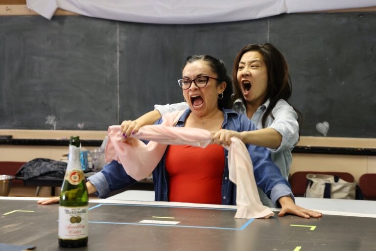 2025 08 26-e lee-francisca munoz bi jean ngo-philadelphia 1812 productions-la otra bilingual fringe Performers rehearsing for play ''La Otra''