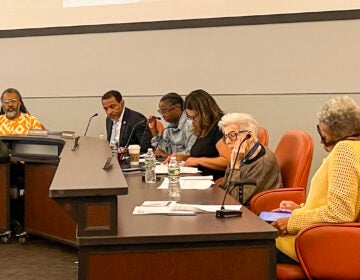 The board members of the School District of Philadelphia met last night to discuss KOZ extensions and charter school closures. (Nate Harrington/WHYY)