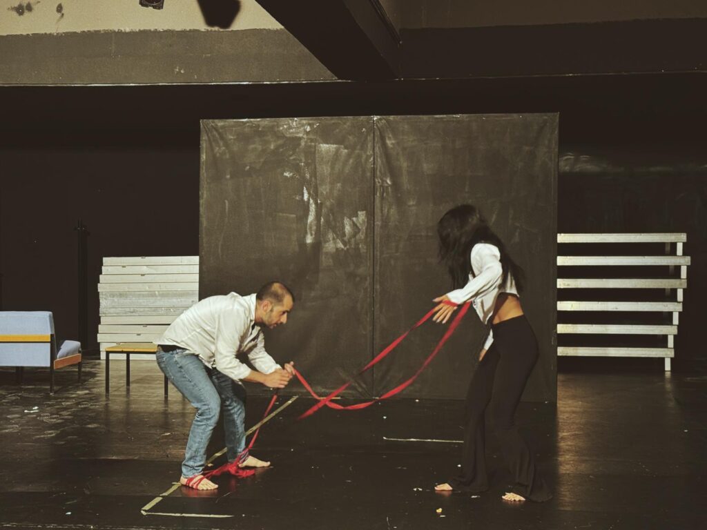 Faysal Can Dakni and Lucia Bedoya devising "El idioma de lo silenciado: The letters that were never sent" during a workshop in Ankara, Turkey