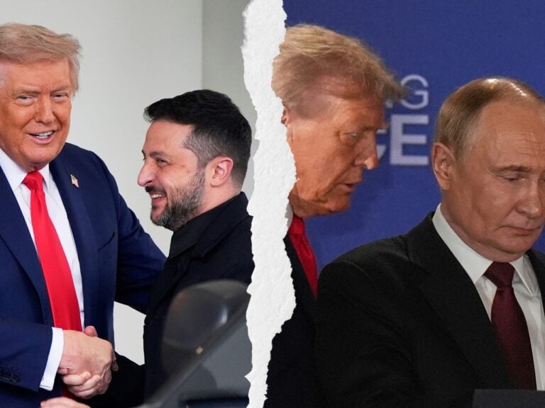 Left: President Trump and President Zelenskyy. Right: President Trump and President Putin (Photo Credit: AP News)