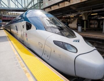 A new Amtrak Acela train on the tracks
