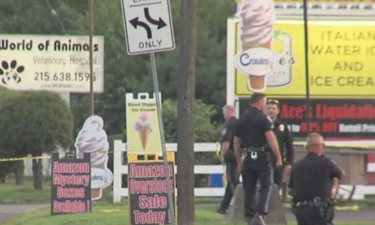 bensalem-police-shooting-2025-08-02-6abc Police at the site of a police-involved shooting in Bensalem