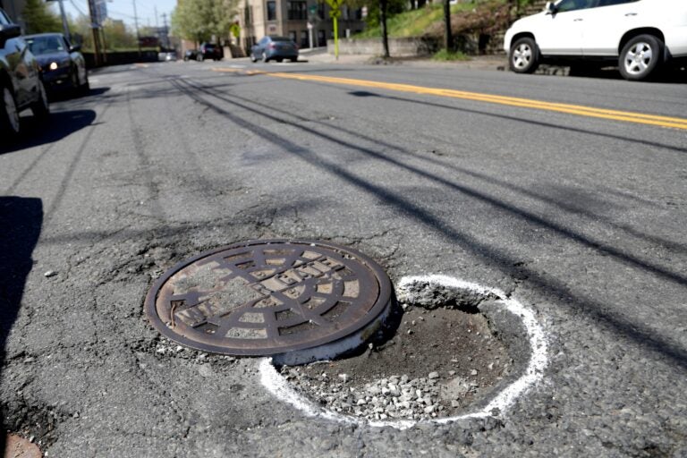 a pothole in the street
