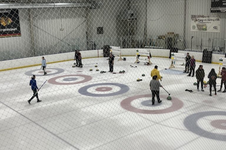 Curling players at practice