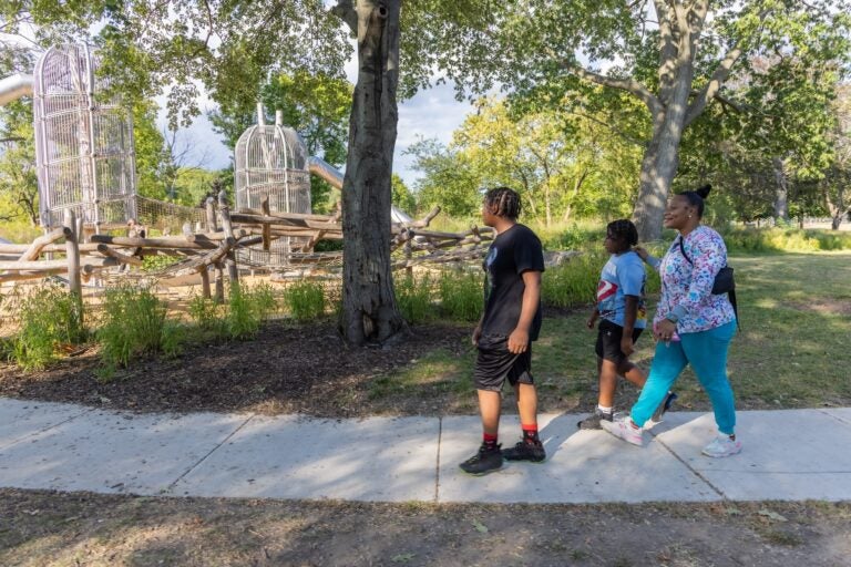 A family walking in the park