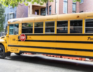 Yellow school bus in fishtown