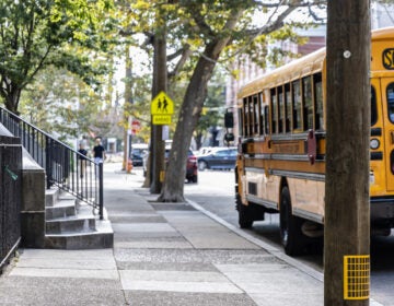 School bus parked in Fishtown
