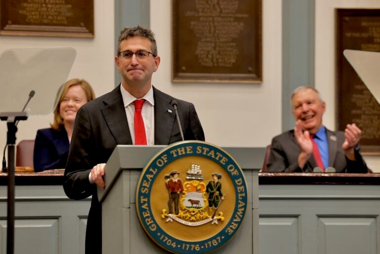 Delaware Governor Matt Meyers at podium