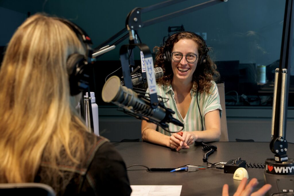 Alice Yorke and Scott Sheppard in the studio at WHYY speaking with Jennifer Lynn
