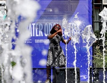 The Water Orchestra on display with jets of water coming up from the ground