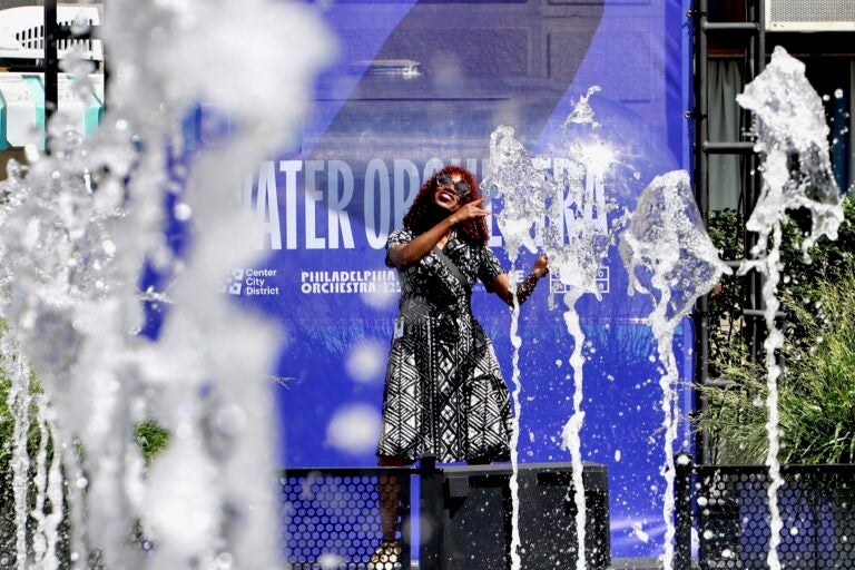 The Water Orchestra on display with jets of water coming up from the ground