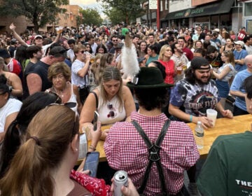 the outdoor scene at Brauhaus Schmidt's 2024 Oktoberfest celebration