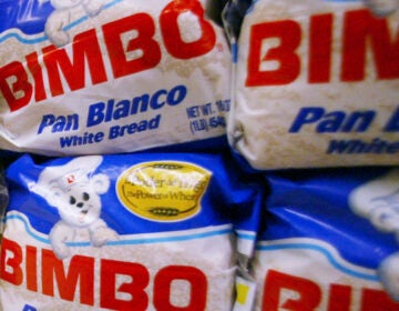 Bimbo bread is displayed on a shelf