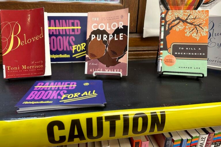 Banned Books Week display at the Mott Haven branch of the New York Public Library
