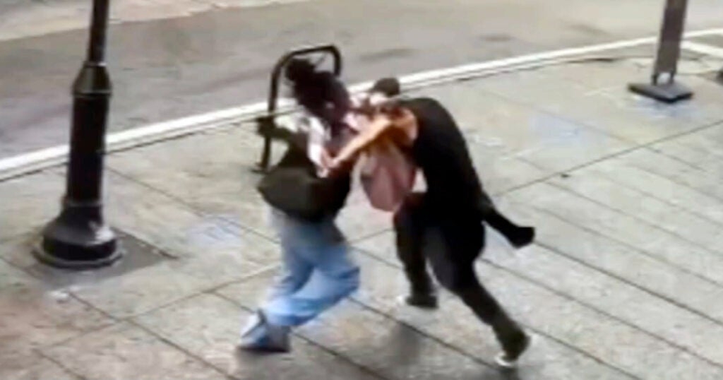 Two people fighting in Center City, Philadelphia