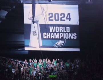 The Philadelphia Eagles 2024 championship banner is unveiled