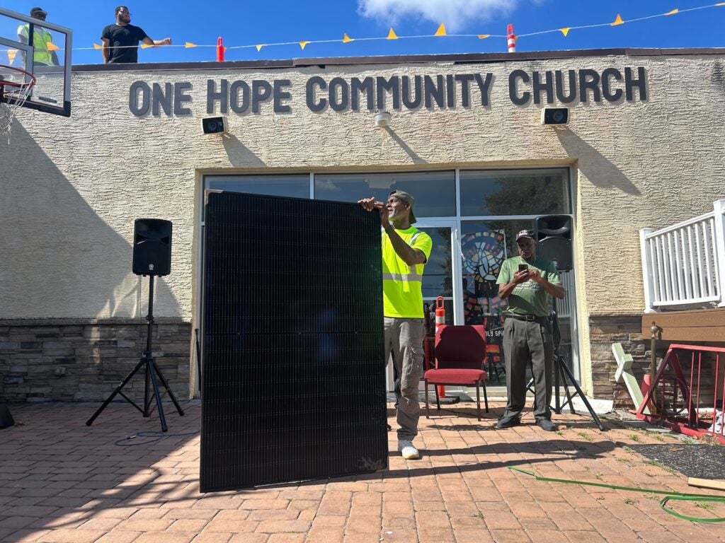 Project partners celebrate the unique community solar project at One Hope Community Church in Hunting Park.
