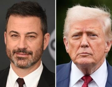 Side by side photos of Jimmy Kimmel and Donald Trump