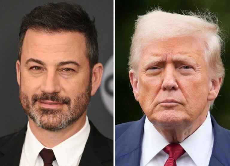 Side by side photos of Jimmy Kimmel and Donald Trump