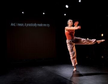 Projected words and images augment Megan Bridge's solo performanc