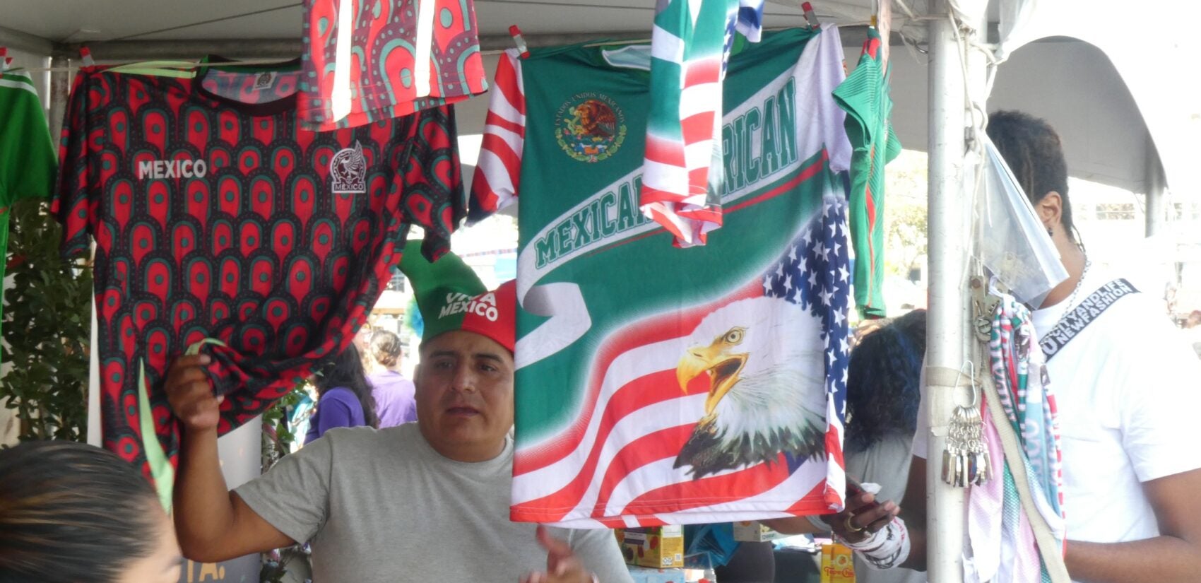 mexican-independence-day-festival-2025-09-14-9 shirts being sold at the Mexican Independence Day Festival