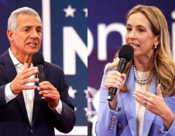 side-by-side photos of Mikie Sherrill and Jack Ciattarelli