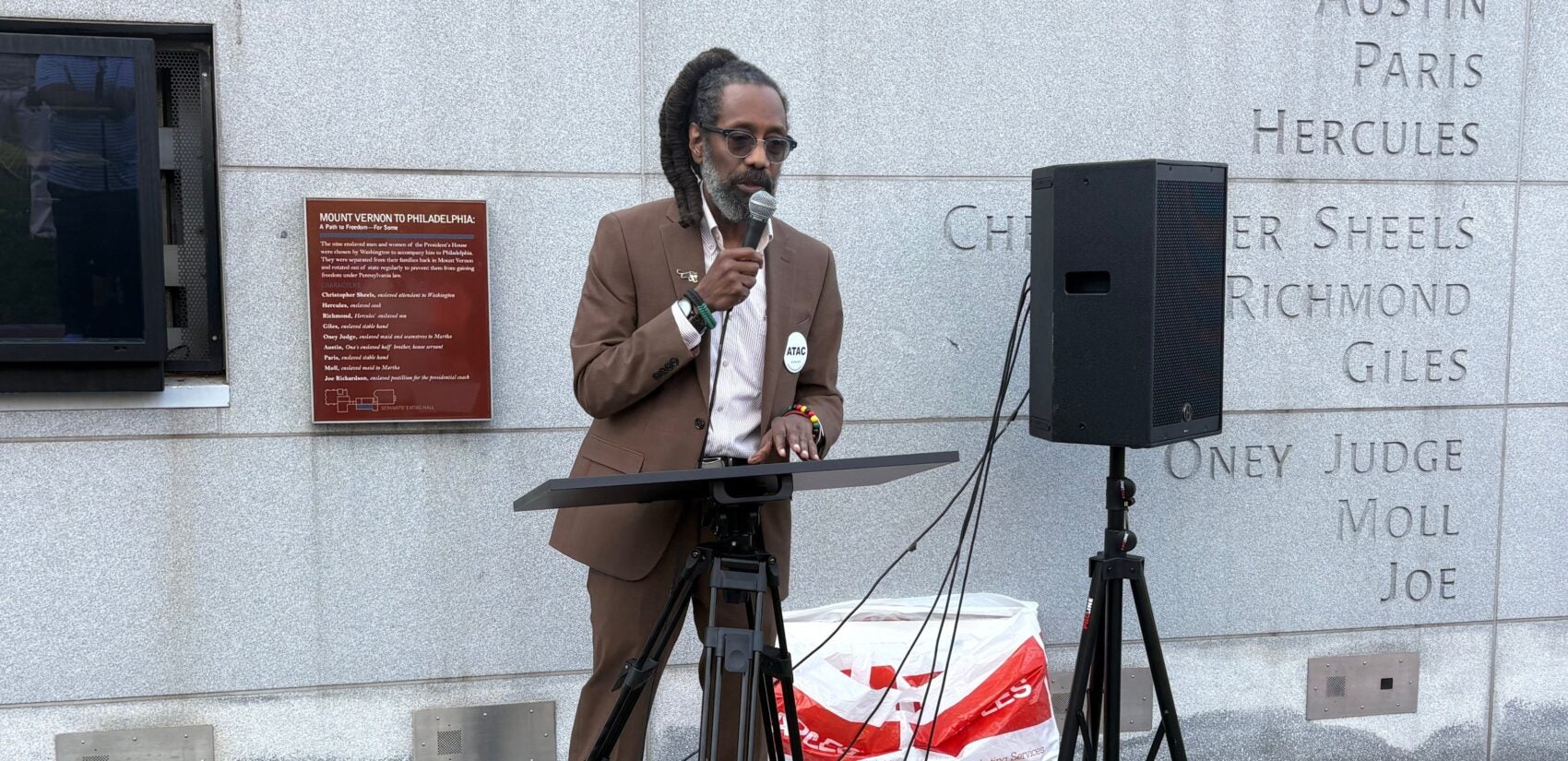 philadelphia-slavery-exhibit-protest-2025-09-13-michael-coard-new Michael Coard speaks at Independence National Historical Park