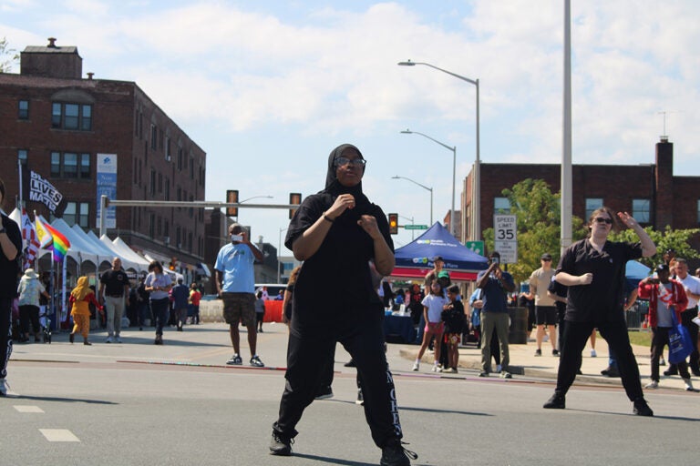 A man performs martial arts