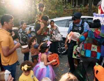Children trick-or-treating on halloween