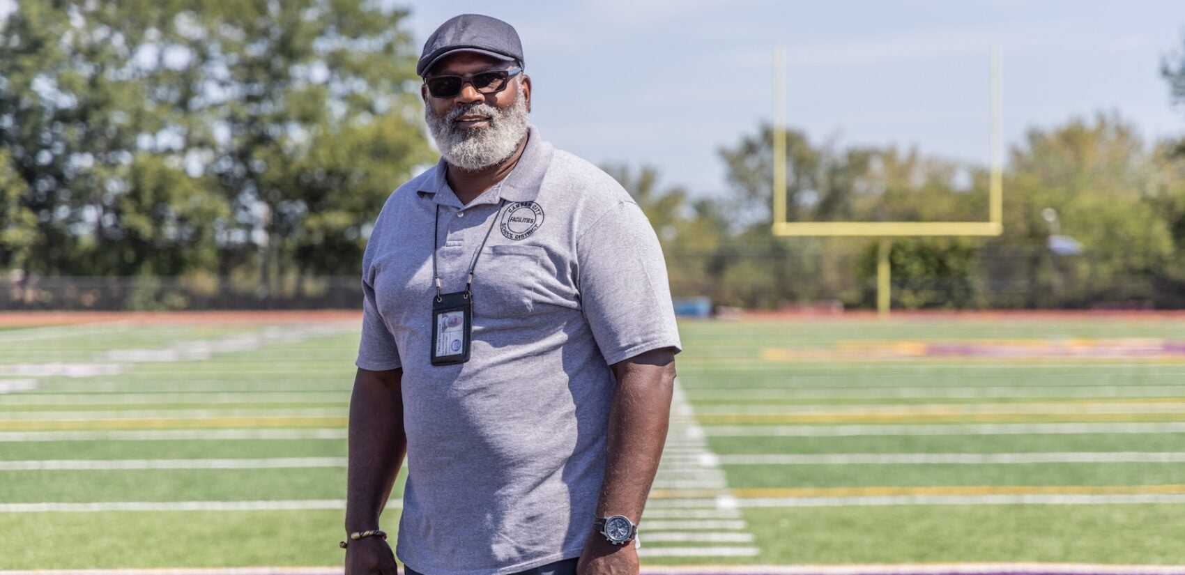 09 30 2025 k paynter camden high sports complex Warren Bethea posing for a photo on the football field