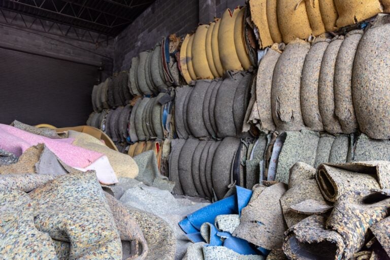 Fabric and upholstery piled up