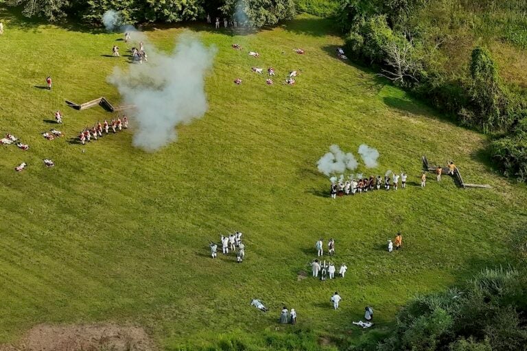 Revolutionary War reenactors recreate the Battle of Brandywine