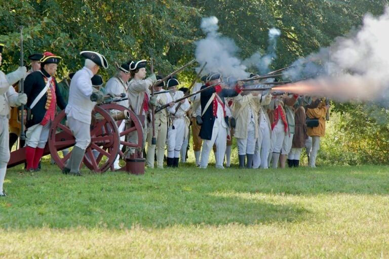 Revolutionary War reenactors recreate the Battle of Brandywine
