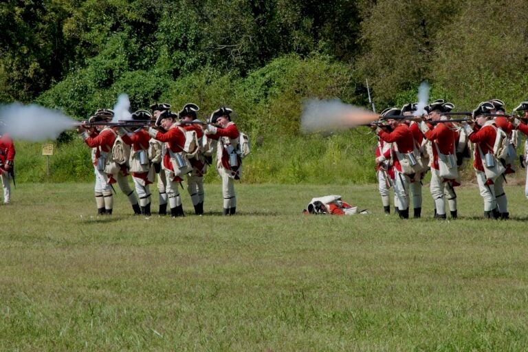 Revolutionary War reenactors recreate the Battle of Brandywine