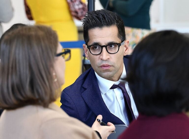 Pa State Rep Tarik Khan at press conference at Children's Hospital of Philadelphia