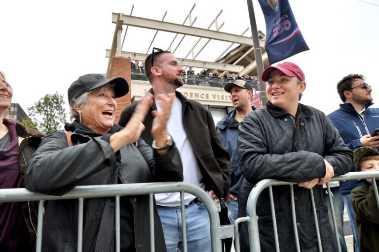 Spectators line Market Street