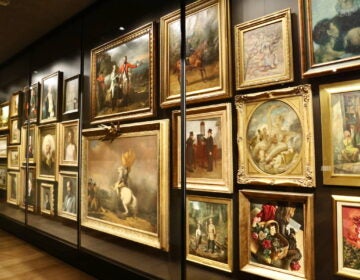 A dense display in the Princeton University Art Museum's American art gallery