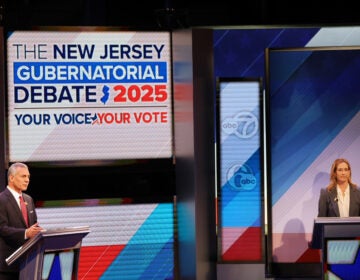 Republican Jack Ciattarelli, left, and Democrat Mikie Sherrill participate in the final debate in the New Jersey governor's race