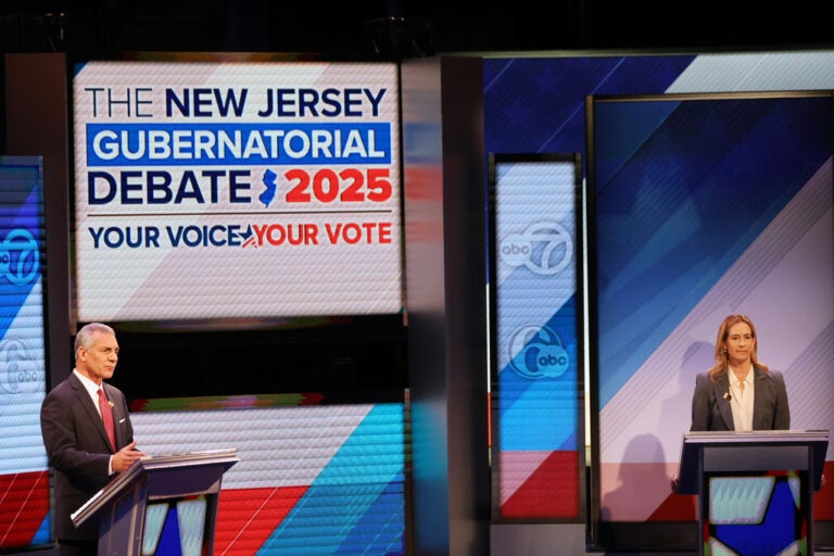 Election 2025 New Jersey Governor Republican Jack Ciattarelli, left, and Democrat Mikie Sherrill participate in the final debate in the New Jersey governor's race