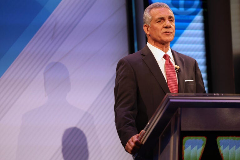 Election 2025 New Jersey Governor Republican Jack Ciattarelli speaks during the final debate in the New Jersey governor's race behind a podium