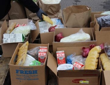Food-bank-distribution-Pittsburgh-wesa Food sitting in boxes at a distribution center
