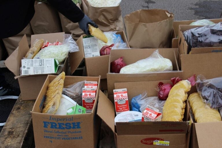 Food sitting in boxes at a distribution center