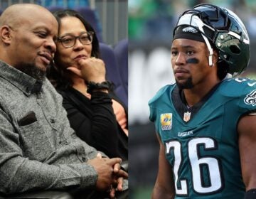 Tonya Johnson and Alibay Barkley (left) [AP Photo/Julie Jacobson], parents of Philadelphia Eagles running back Saquon Barkley (right) [AP Photo/Daniel Kucin Jr.].