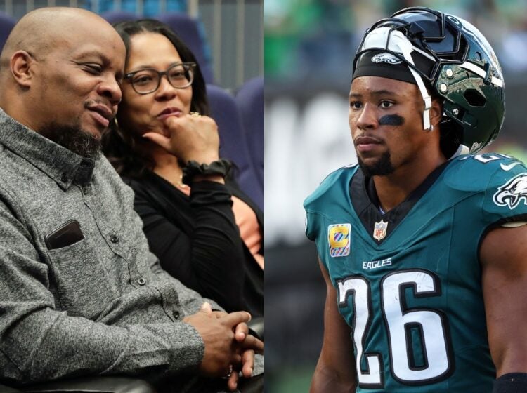 Tonya Johnson and Alibay Barkley (left) [AP Photo/Julie Jacobson], parents of Philadelphia Eagles running back Saquon Barkley (right) [AP Photo/Daniel Kucin Jr.].