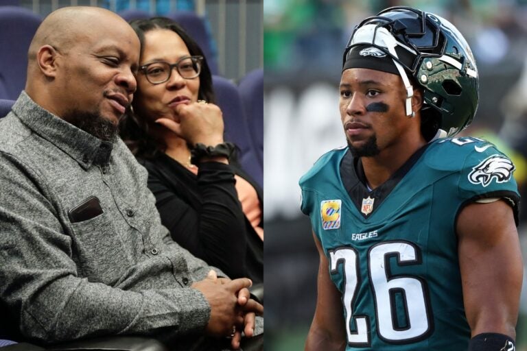 Tonya Johnson and Alibay Barkley (left) [AP Photo/Julie Jacobson], parents of Philadelphia Eagles running back Saquon Barkley (right) [AP Photo/Daniel Kucin Jr.].