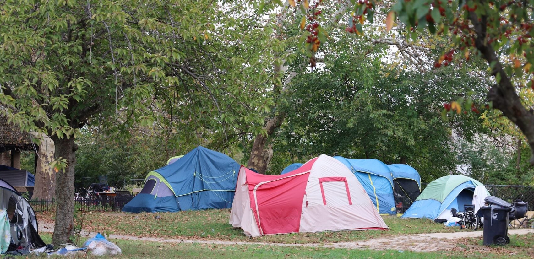 christina-park-tents-sm-101325-01 Tents cover the grounds of Christina Park