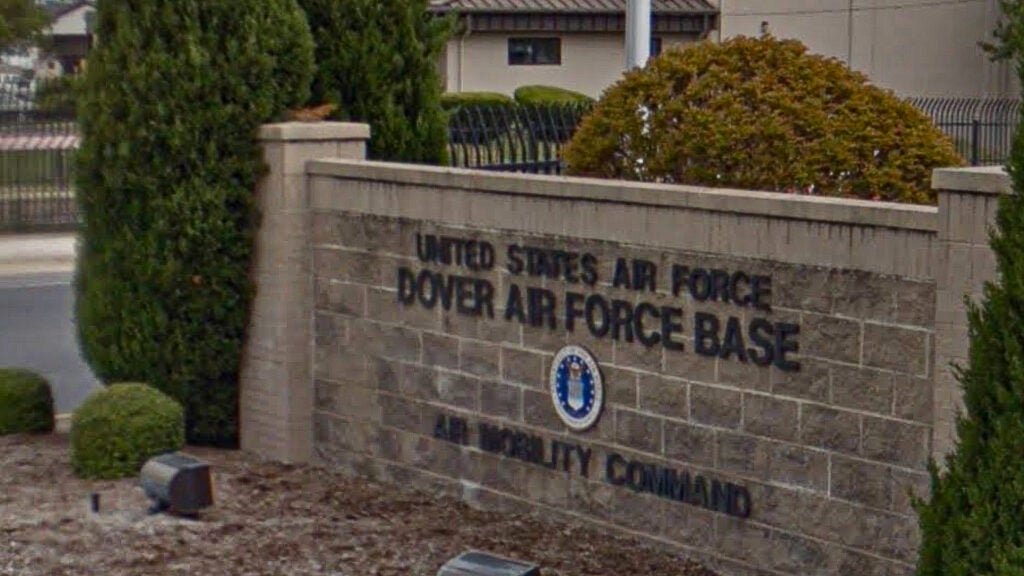 a sign for Dover Air Force Base