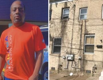 William Murphy, who is blind, beside the Delaware home from which he was wrongfully