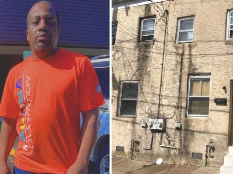 William Murphy, who is blind, beside the Delaware home from which he was wrongfully