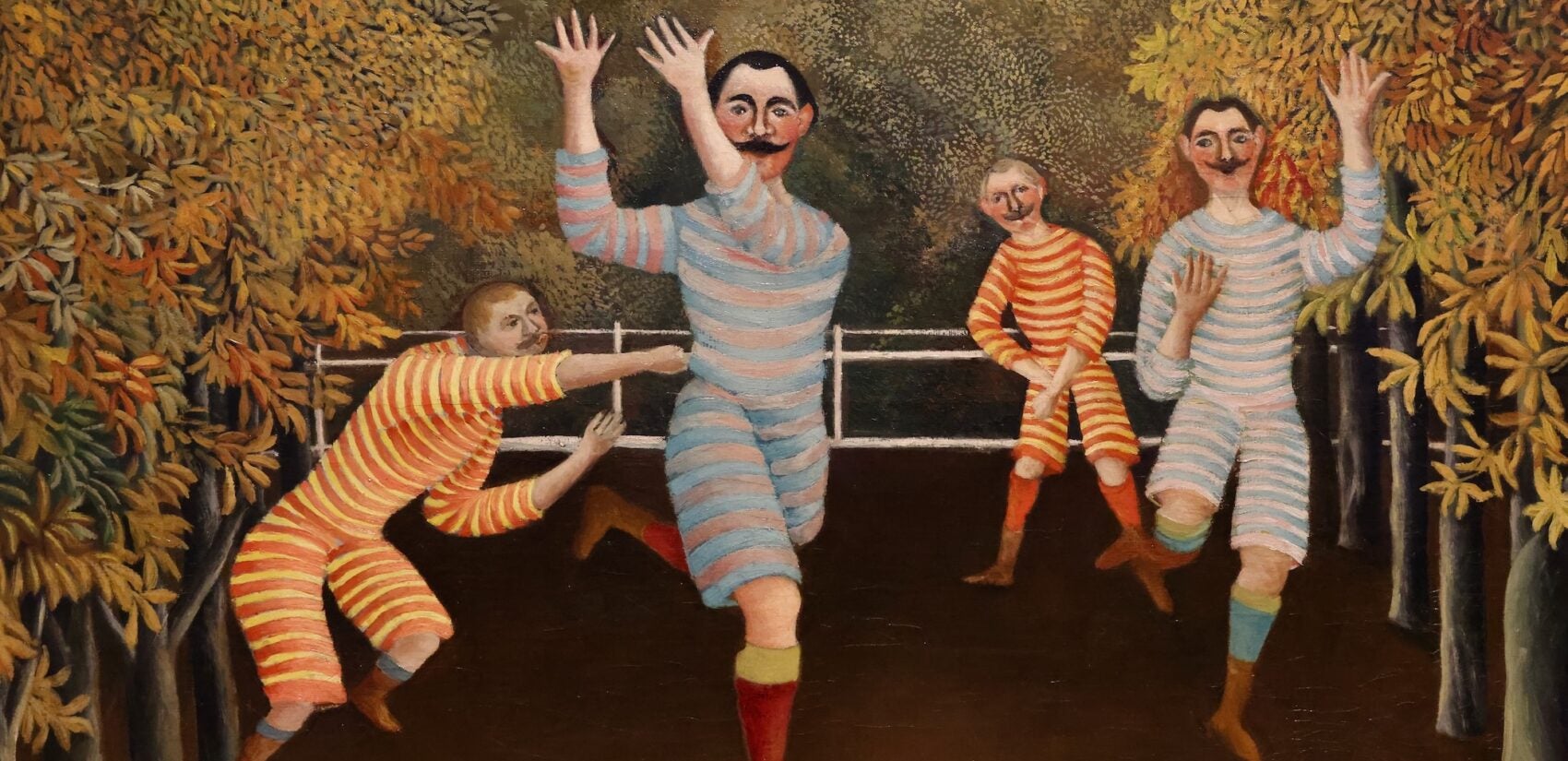 2025 10 14-e lee-philadelphia the barnes foundation-henri rousseau exhibit the football players Henri Rousseau painted young men playing rugby football